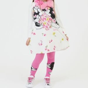 MONNALISA Girls Ivory Disney Cream Dress with Pink Collar Size 4